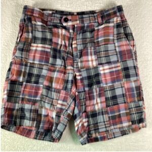 Brooks Brothers Mens 32 Patchwork India Madras Plaid Cotton Shorts Multi-Color